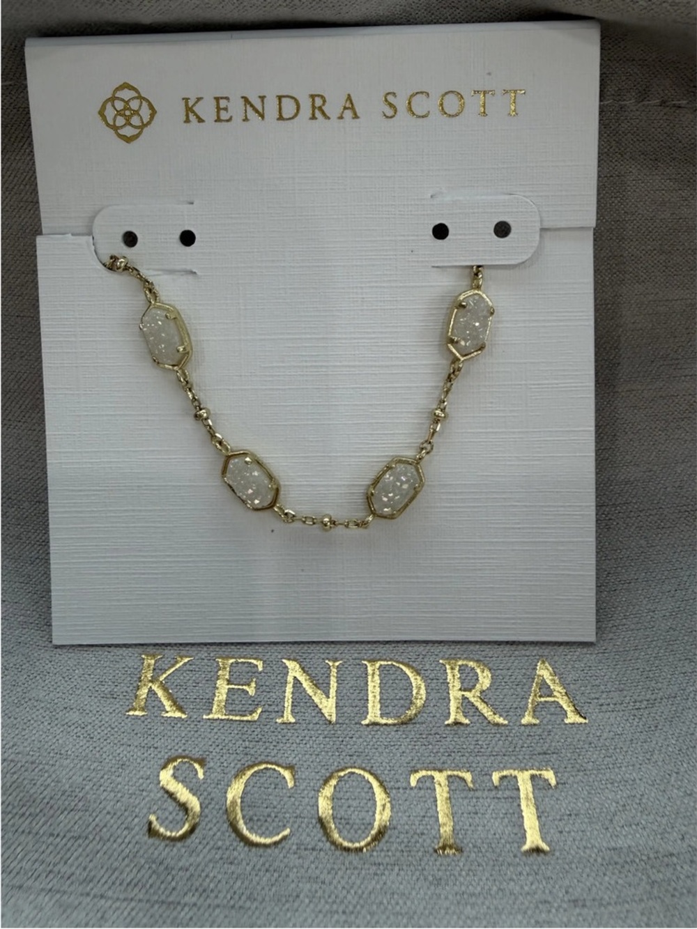 Kendra Scott Gold Tone Brooch with White Drusy Insets